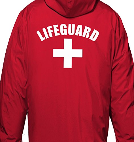 Lifeguard Red Jacket Windbreaker Fleece Lined Life Guard YMCA Pool Staff (2X Large)