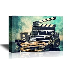 Vintage Filming Equipment Classic Projector and The Clapperboard