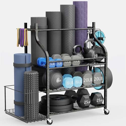 Photo 1 of Weight Rack For Home Gym Dumbbells,Home Gym Storage,Weight Rack For Dumbbells Kettlebells Yoga Mat And Balls,Yoga Mat Storage Rack With Wheels And Hooks,Weight Rack,Maximum 450 lbs,Dumbbell Rack