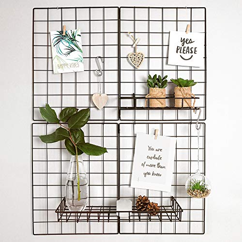 Gadgy Wandgitter schwarz 2er Set | Metallgitter Zimmer Deko Aesthetic | Zimmer Deko | Pinnwand groß | Gitter Pinnwand Küche | Schreibtisch Deko | Fotohalter Wand