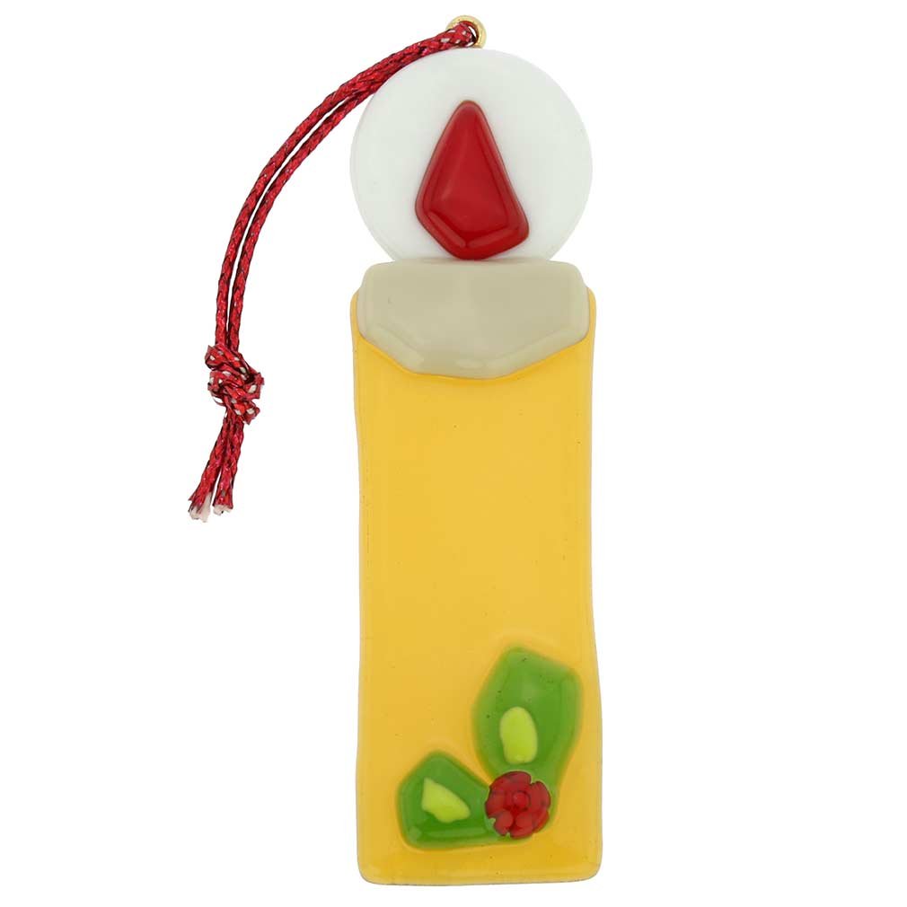 Glass Of Venice Murano Glass Candle Christmas Ornament - Golden Brown