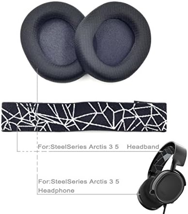 Black Ear pads headband fabric for SteelSeries Arctis 3 5 RGB Illuminated Gaming Headset with DTS Headphone:X 7.1 Surround