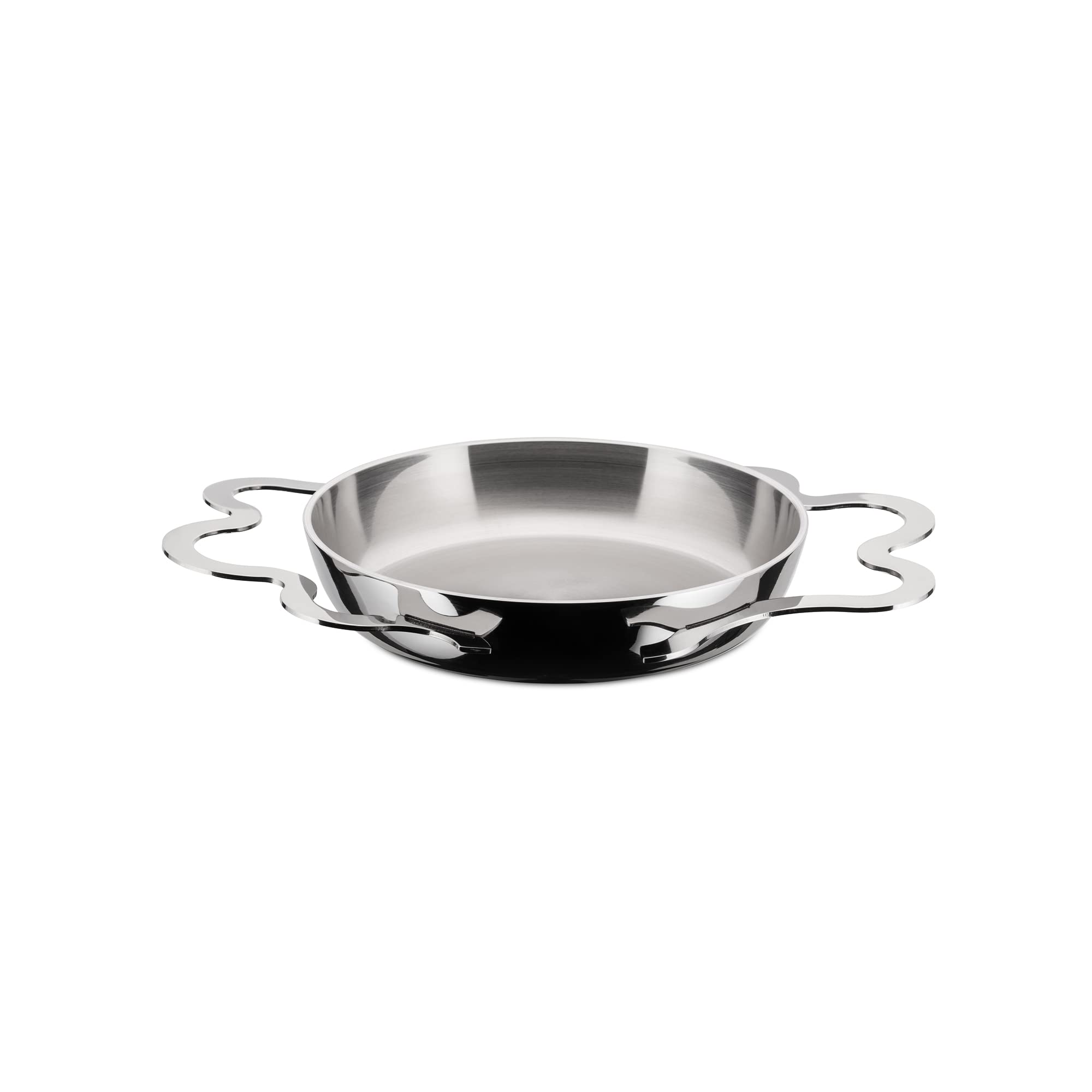 Alessi AM42 Tegamino, Egg pan with Two Handles in Multiply with lid in 18/10 Stainless Steel.