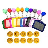 Aoyoho 10Pcs PU Leather Business Id Credit Card Badge Holder with Retractable ID Badge Reel