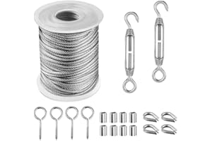 304 Stainless Steel Wire Rope,Cable Railing Kits for Decks,Boats and Stairs,Wire Rope Suspension Kits,Corrosion Resistant,Hea