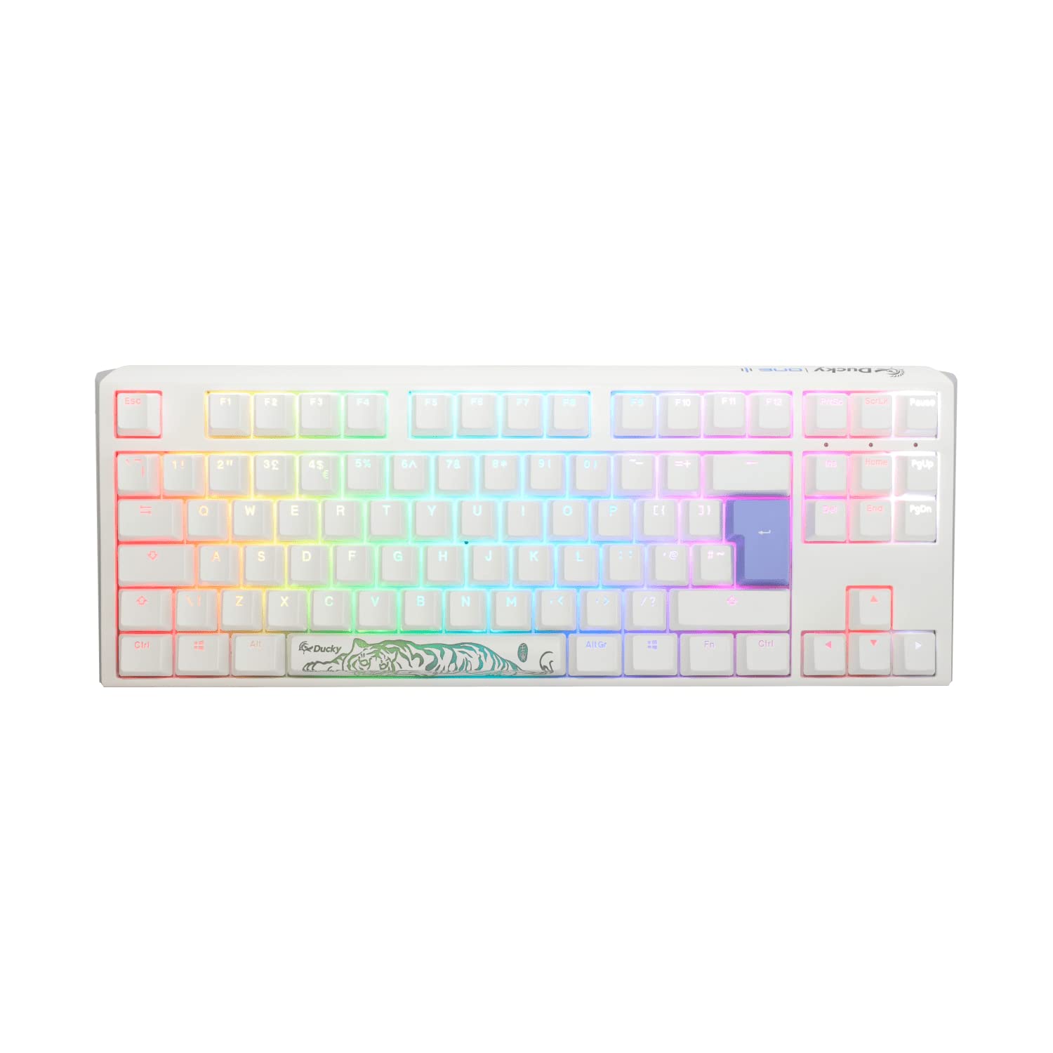 Ducky One3 Pure White TKL RGB Red Cherry MX Switch Keyboard - UK Layout