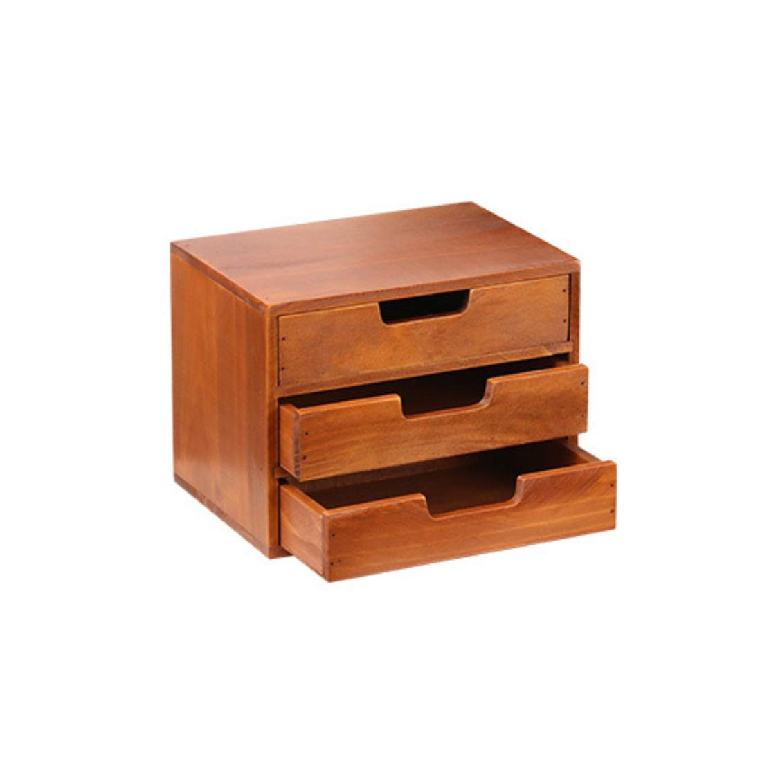Wooden Desktop Organizer with 3 Drawers, Wood Storage Chest Box, Table Storage Case Perfect for Documents, Valuables, Toys, Tools, French Design, D25 X W17.5 X H19cm