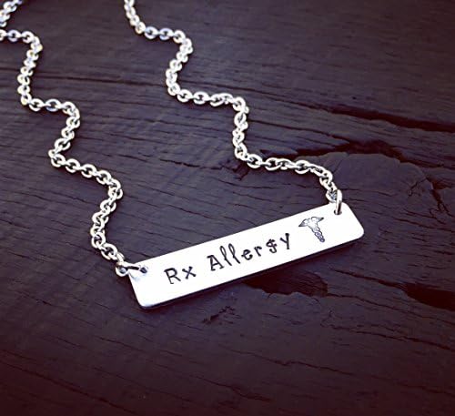 Personalized Allergy Medical Alert Bar Necklace | Allergy Jewelry | Medical Alert Jewelry | Drug Allergy Diagnosis Gift | Allergic Reaction
