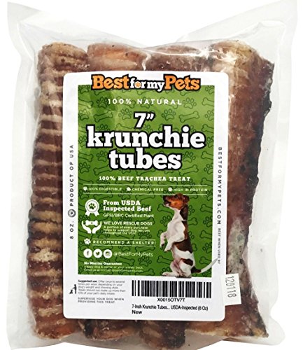 7-Inch Beef Trachea for Dogs - All-Natural Dog Dental Chews - Dog Treats Made In Usa Rich in Glucosamine and Chondroitin by Best For My Pets (8-Ounce)