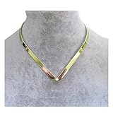 New Shiny Gold Tone 6mm Wide V Shaped Choker Collar Necklace Wire (CV4)