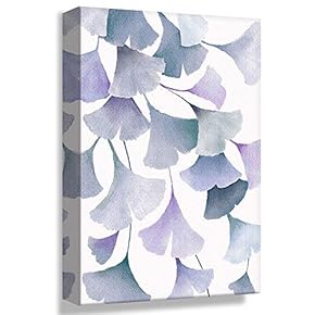 B2T  Canvas Wall Art Water Color Ginkgo Leaf Painting Artwork for Home Prints Framed - 12x18 inches