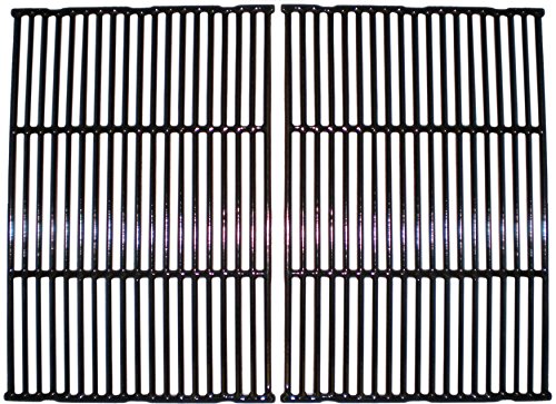 Music City Metals 61812 Gloss Cast Iron Cooking Grid Replacement for Select Gas Grill Models by Broil King, Broil-Mate and Others, Set of 2