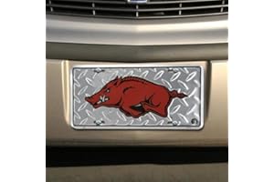 FOOTBALL FANATICS Arkansas Razorbacks Diamond Metal License Plate