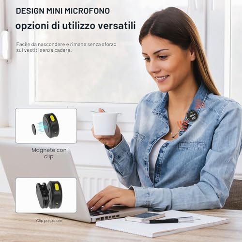 microfono lavalier per iPhone e iPad, mini microfono a spina lightning senza fili, batteria 40 ore per registrazioni video, interviste, podcast, YouTube, vlog