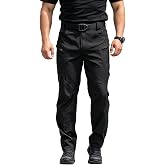 Men's Stretch Tactical Pants Waterproof Ripstop Fabric Outdoor Pants Lightweight Cargo Work Casual Hiking Pants, No Belt