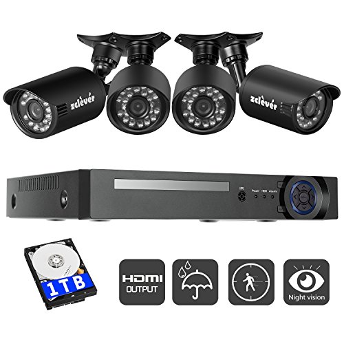 Surveillance DVR Kits Zclever Outdoor 1080N HD 1200TVL Home Security