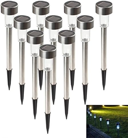 10-Pack Solar Lights Stainless Steel LED Pathway Landscape lights For Outdoor Path Patio Yard Deck Driveway and Garden