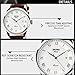 Mens Quartz Watch, Roman Numeral Business Casual Fashion Analog Wrist Watch Classic Calendar Date Window, Waterproof 30M Water Resistant Comfortable PU Leather Watches (Brown)