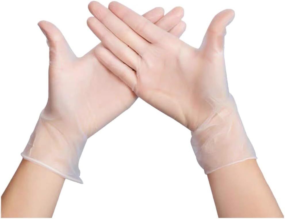 RUIVE 100 pcs Disposable Gloves Plastic Clear Garden Restaurant Home Protective Disposable Gloves M L XL (L, Transparent)