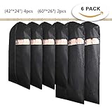 HOMMINI Pack of 6 Hanging PEVA Garment Bags Lightweight, Full Clear Zipper Suit Bag for Closet Storage or Travel Clothes Cover, Dust Cover (42