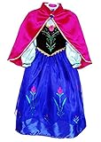 Princess Anna Lace Paisley Chiffon Cosplay Costume Play Long Dress for Girls Kids (2T)