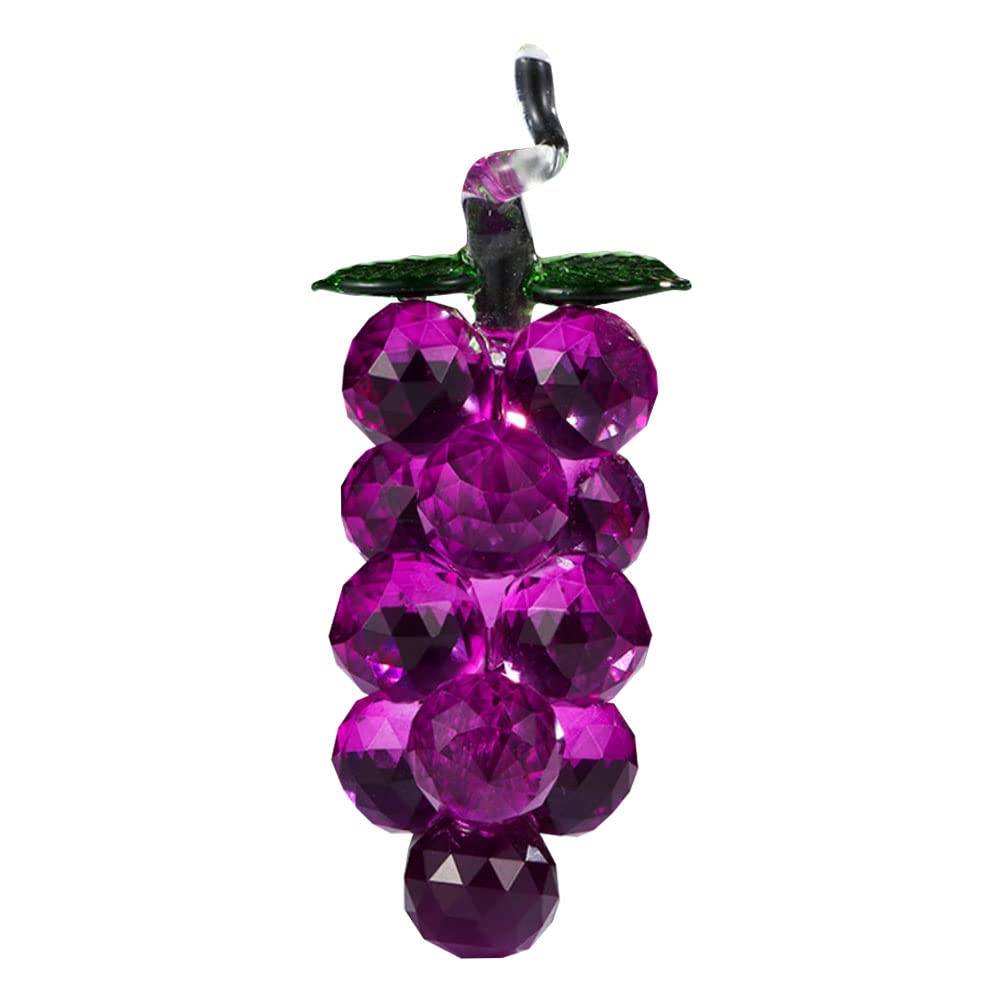 YANGSHINE Crystal Grape statue Ornament Artificial Fruit Sculpture Figurine Tabletop Paperweight Crystal Glass Ornament for Home Decor-Grape