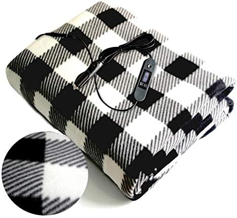 following 12V Electric Heated Blanket Throw Flannel, 40"x24" Smart Multifunctional Intelligent Temperature Control Timing Electric Blanket,Auto Off,Home Office Use & Machine Washable for comfortable