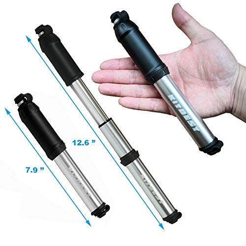 Kitbest Mini Bike Pump, Bicycle Tire Pump : Fits Presta & Schrader Valves & Sports Ball, Portable High Performance Hand Bike Air Pump for Mountain, Road, Hybrid & BMX Bike