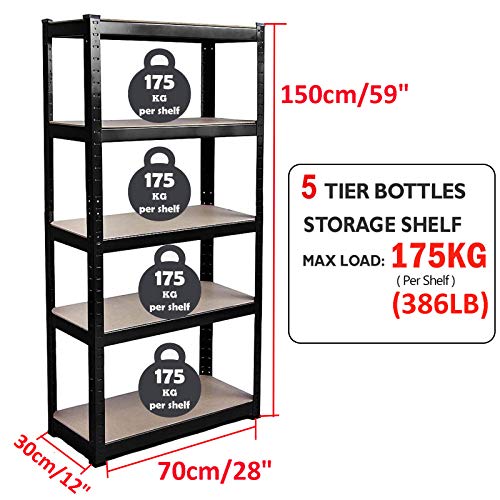 Autofather 5Tier Heavy Duty Metal Shelving, 59" x 28" x 12" Racking