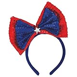 Amscan Star Spangled Fourth of July Party Patriotic Bow Headband, Multi Color, 8.7 x 7.6