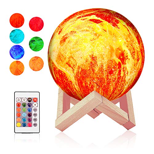 Wanfei 3D Moon lamp, LED Moon lamp, Intelligent Touch Control, 16 Colors 3D Moon Adjustable USB lamp, Kids Gift lamp for Ambient Light for Bedroom/Cafe/Bar (15cm)