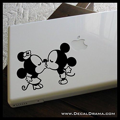 Kissing Mickey Mouse, Disney-inspired Fan Art SMALL Vinyl Decal | Kissing Mickey Mouse Minnie Mouse Disney Pie-eyed Mickey | Cars Trucks Vans Laptops Windows Cups Tumblers Mugs Walls | Made in the USA