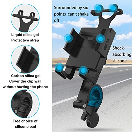 Bike Phone Mount,Motorcycle Phone Mount, Bike Phone Mount Holder for 4.7-6.7 inch Mobile Phone, Anti-Shake & Anti-Scratch ,360 Degree Adjustment ,Black.