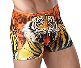 XQS Mens Underwear 3D Tiger Printing Comfort Funny Boxer Briefs