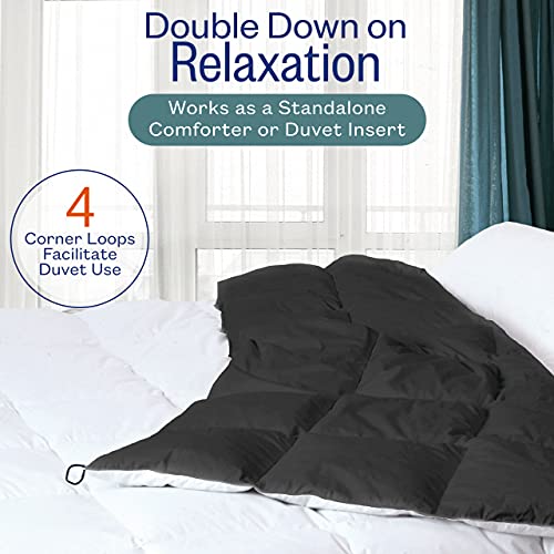 Sleep Restoration All Seasons Queen/Full Size Comforter - Reversible -  Cooling, Lightweight Summer Down Comforter Alternative - Hotel Quality Bedding Comforters - Grey/Black