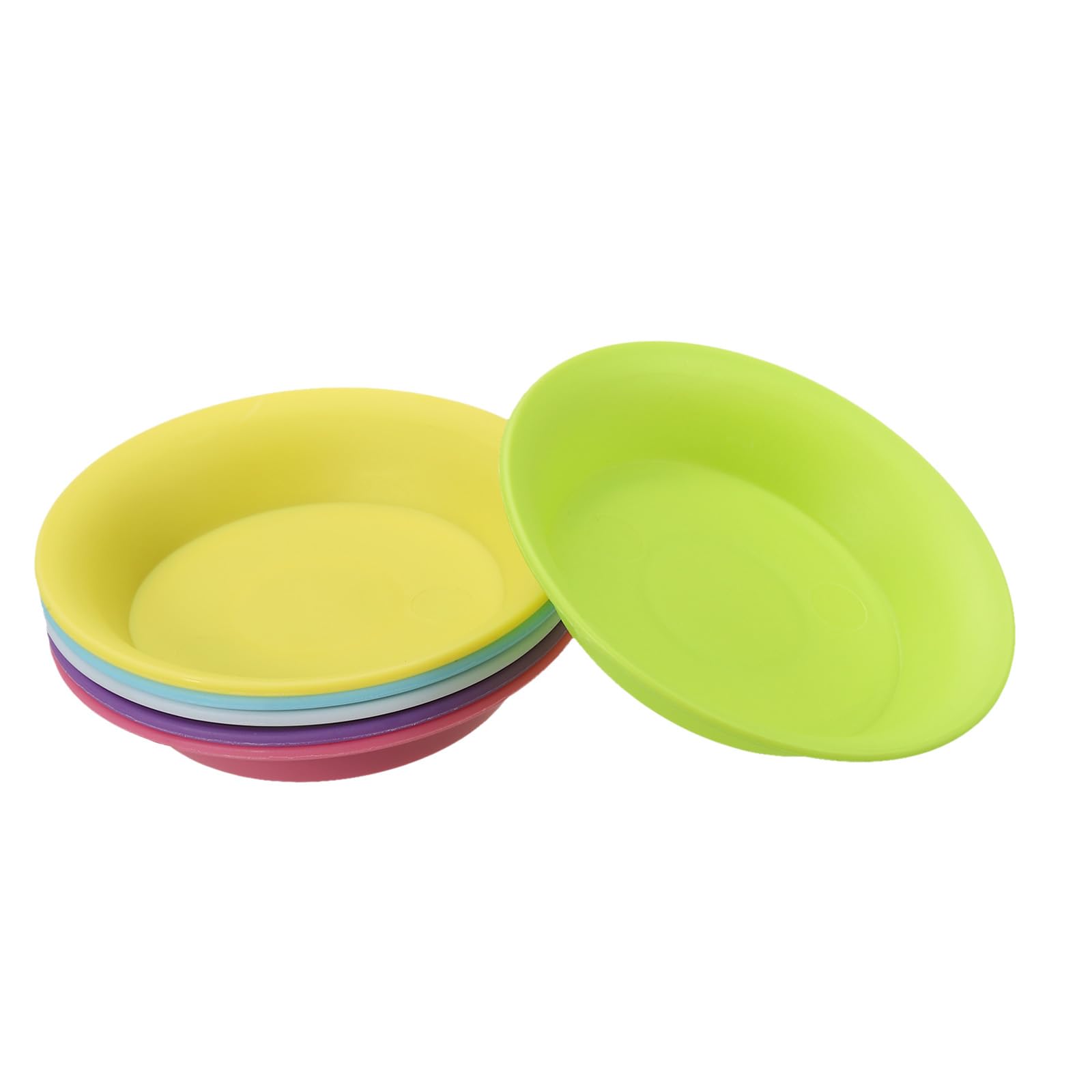 PATIKIL 5 Inch Plant Saucer Tray, 6 Pack Heavy Plastic Water Tray Round Flower Planter Pot Drainage Trays for Indoor Outdoor Pots, Blue, Green, Yellow, Red, Purple, White