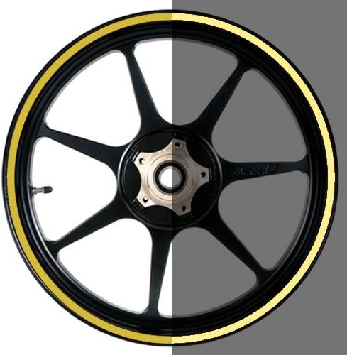 16 to 19 inch Reflective Motorcycle, Scooter, Car &amp; Truck Wheel Rim Trim Tape Stripes Yellow Size 1 - 1/4inch or 6mm wide