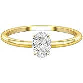JSJOY Valentines Day Gifts 925 Sterling Silver Gold Promise Rings for Her Cubic Zirconia Engagement Rings for Women Trendy Oval Cut Solitaire Wedding Bands Size 3.5-10 Anniversary Jewelry Gifts for Women