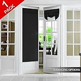 Blackout Door Curtain Panel French Door Curtain, Solid Black Door Curtains for Tricia Door, Rod Pocket Energy Efficient Patio Door Curtain Drapes, 1 Panel, 26 x 68 Inches