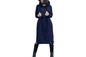 NUTEXROL Women's Thickening Long Fleece Sweatshirt String Hoodie Dress Pullover Plus Size