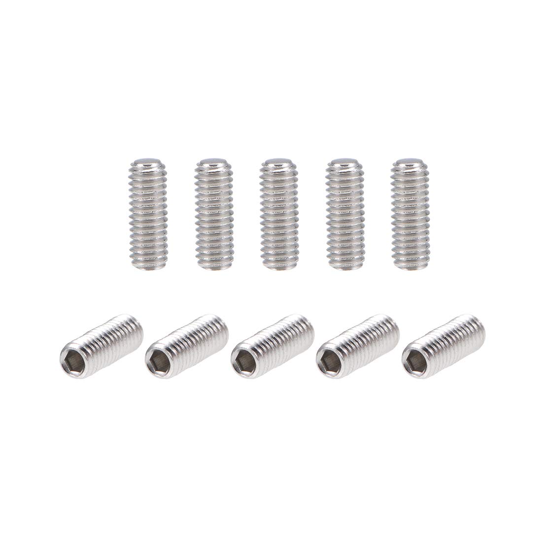 sourcing map 50Pcs M3x8mm Internal Hex Socket Set Grub Screws Flat Point 304 Stainless Steel Screw