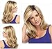 Auflaund Natural Ombre Blonde Curly Wigs Shoulder Length Long Wavy Blonde Hair Wigs With Darker Root For Women + Wig Cap