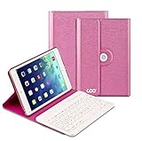 iPad Mini 4 Keyboard, COO Wireless Removable Bluetooth Keyboard Case for Apple iPad Mini 4 (Model A1538/A1550) with 360 Degree Rotation and Multi-Angle Stand (Rose Red)