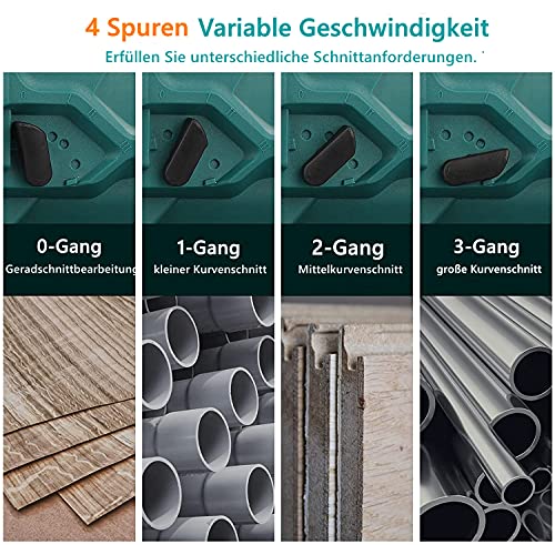 Anbull Akku-Stichsäge (18V Lithium-Lonen, Gehrungsschnitt 45°, 4Gang-Schneidemodus, Komplettset mit 2x 2.0Ah Akku… – Bild 5