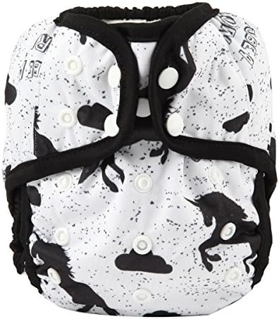 One Size Cloth Diaper Cover Snap with Double Gusset (Black Unicorn)