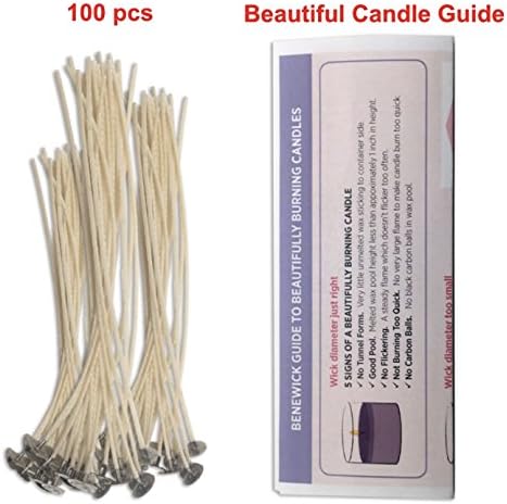 #1 One Reason For Bad Candles, Wrong Wick Diameter. 100 WICKS. SMALL WICK DIAMETER. Ideal for Candle Container Opening Less Than 1 3/4 Inches. 6 Inch Long. Made in USA.
