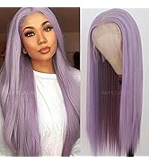 Maycaur Lace Front Wigs Long Straight Hair Purple Color Wigs for Fashion Women Light Purple Synth...