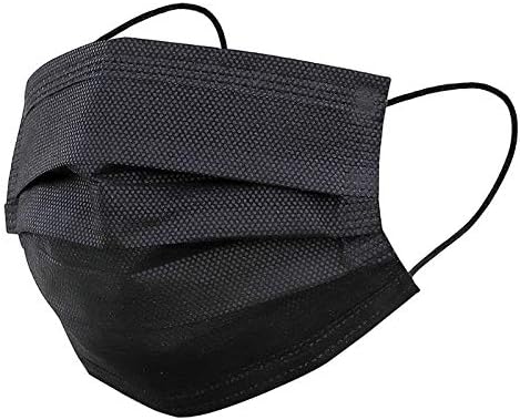Komonee Box of 50 Disposable Black Face Masks: 3 Ply High Filtration & Dustproof Mouth Cover Covering - Image 3