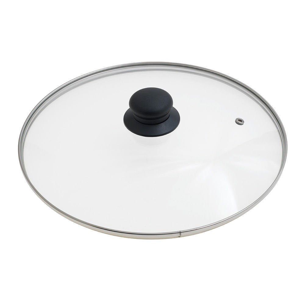 ORYX 5023430 – Glass Lid for Frying Pan, 28 cm, Stainless Steel Edge, Transparent