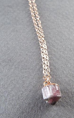 Raw Watermelon Tourmaline Copper &amp; Rose Gold Filled Necklace